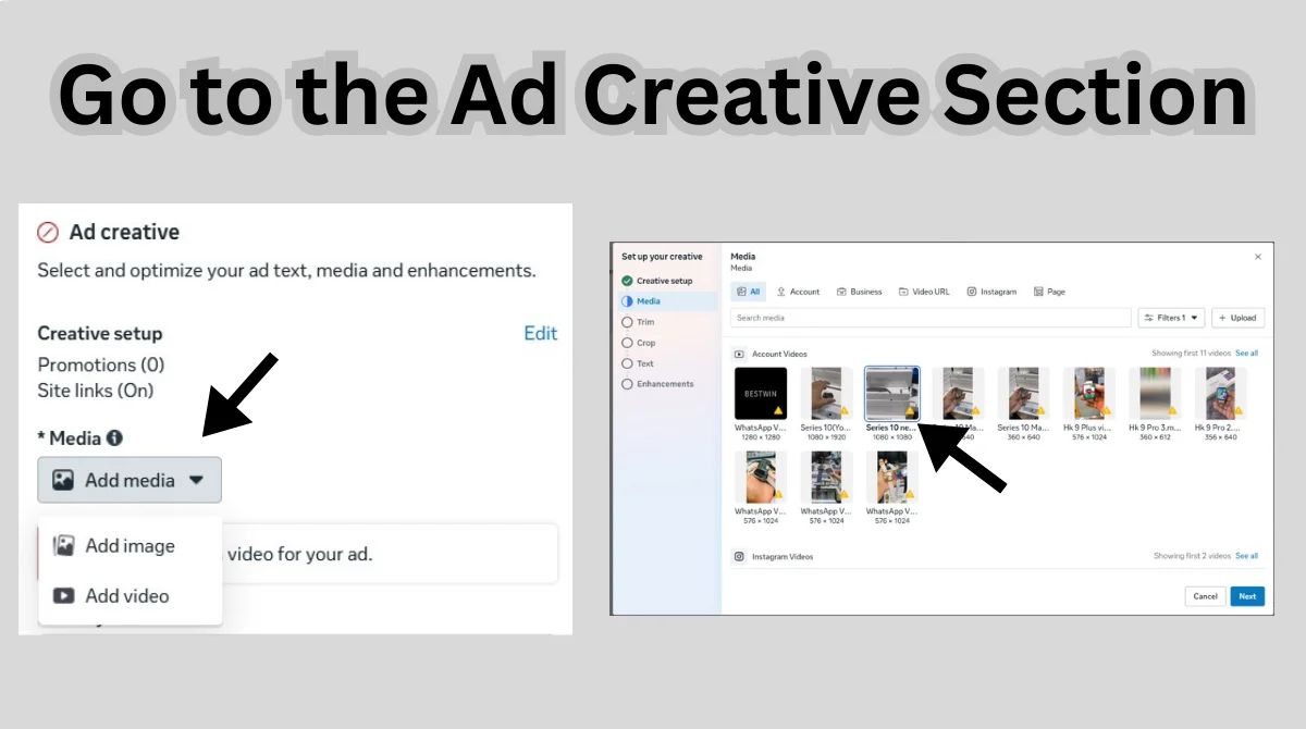 Meta Ads Manager add media