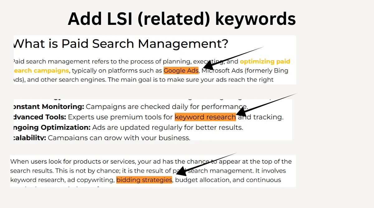  Adding LSI (related) keywords.