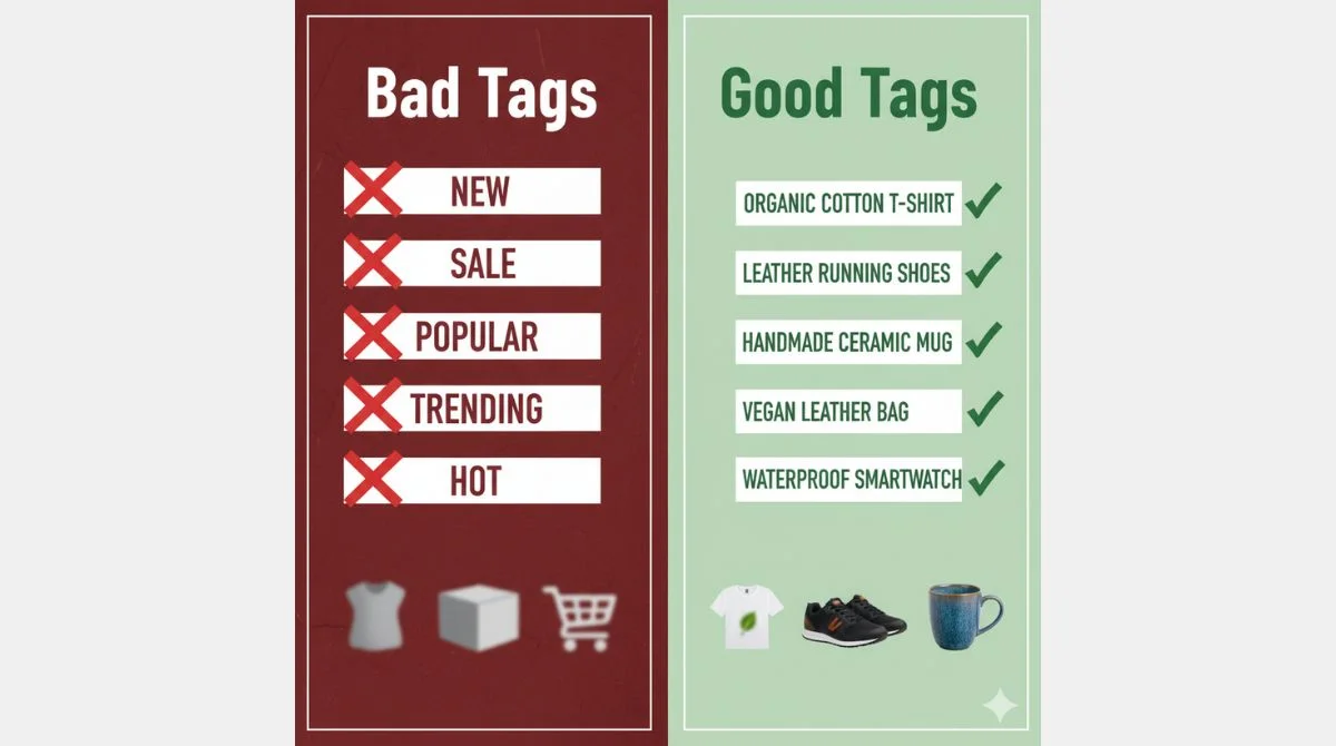 Bad vs good product tag examples