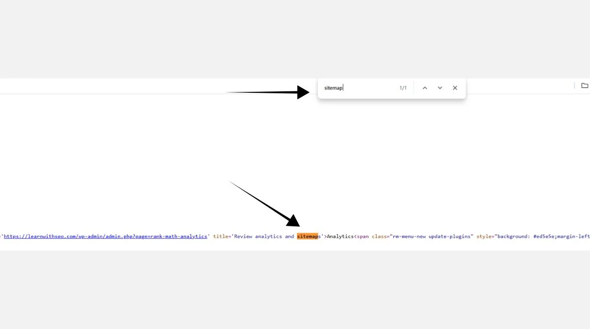 Browser search showing sitemap in results