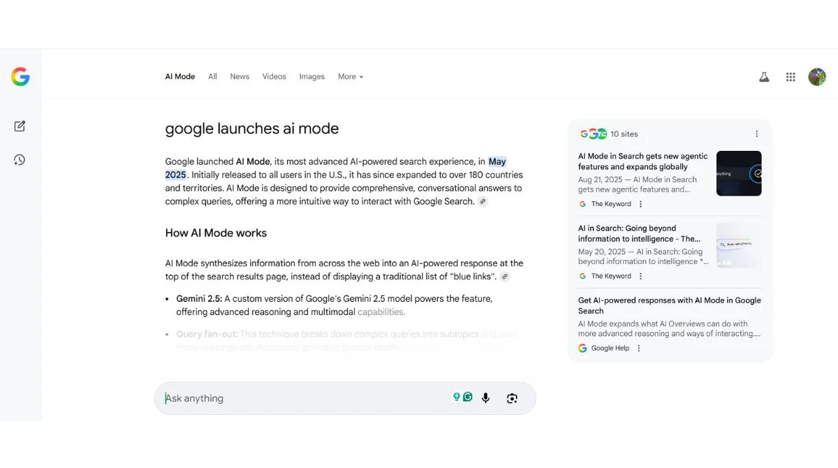Google AI Mode Features