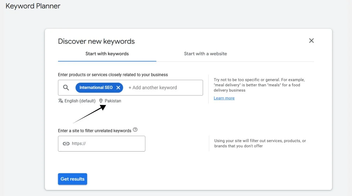 Google Keyword Planner interface