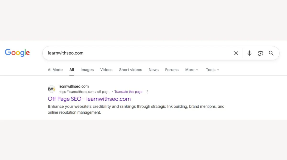 Google search results page