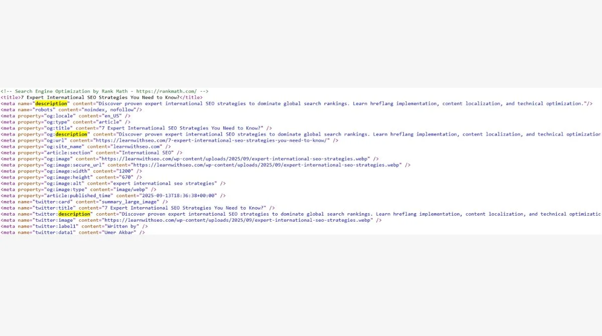 HTML meta description code