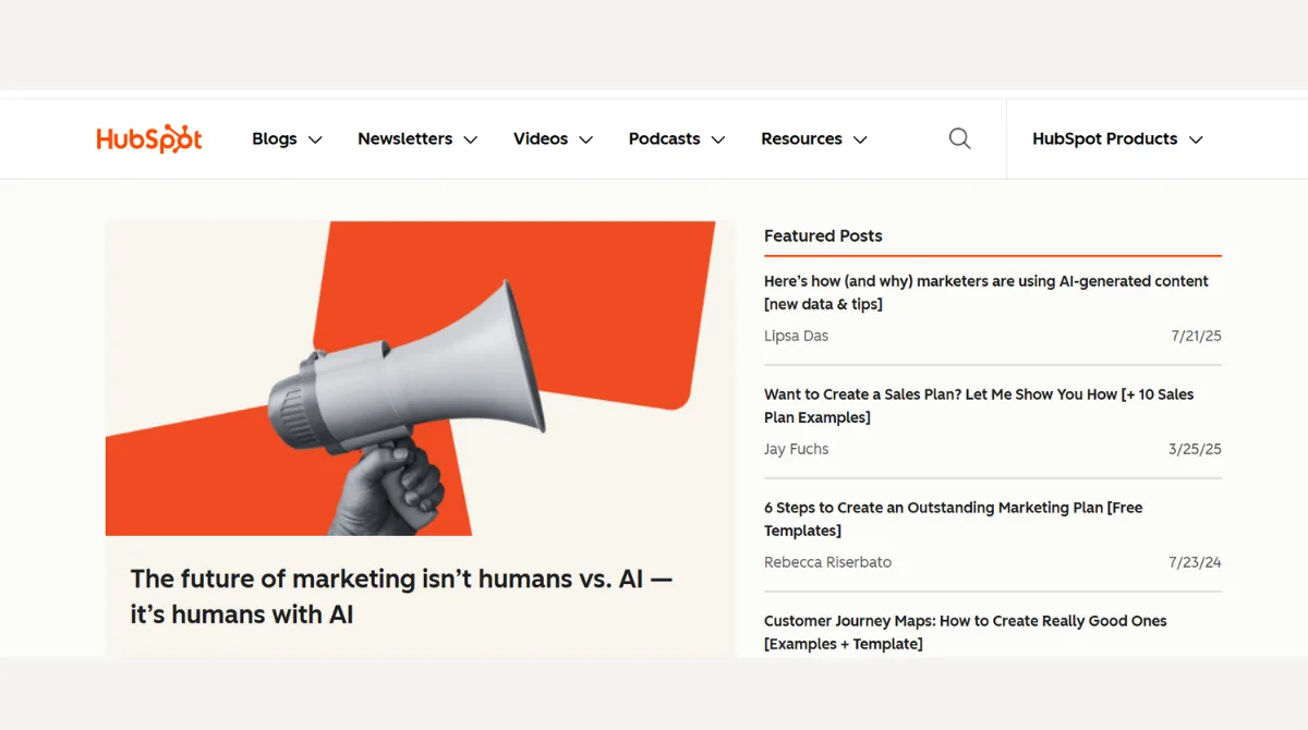 HubSpot content marketing resources and articles