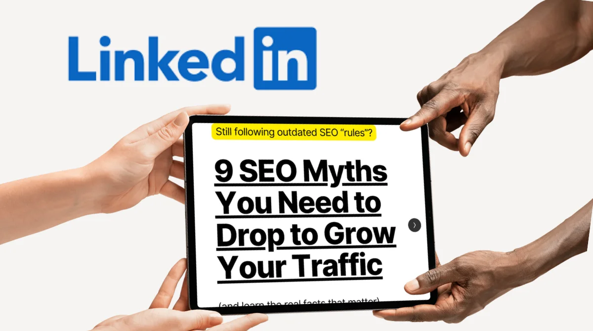 LinkedIn post debunking nine SEO myths