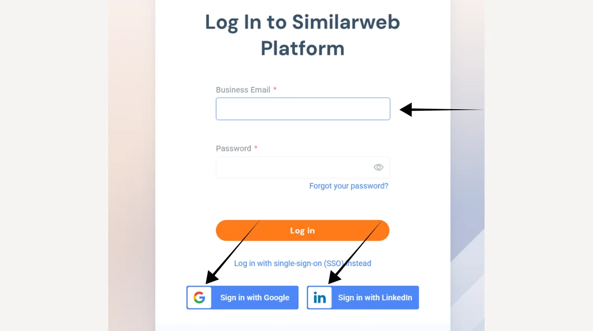 Similarweb user login page
