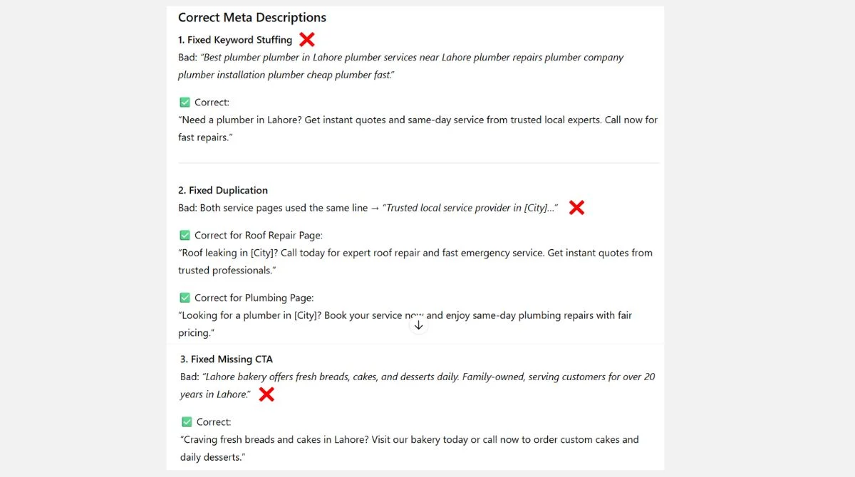 Meta description mistakes vs best practices