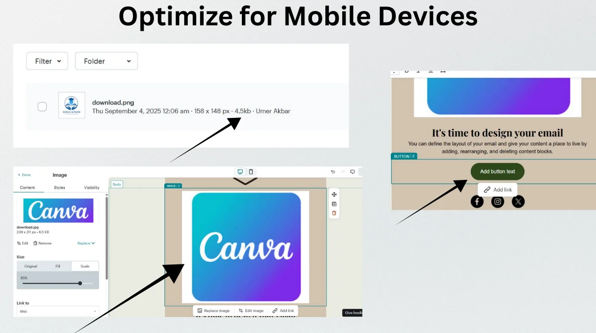Email design optimization for mobile