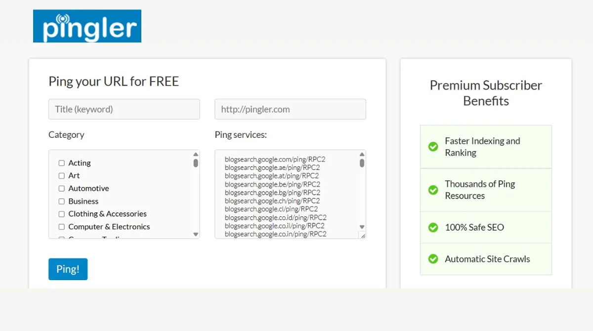Pingler ping service tool