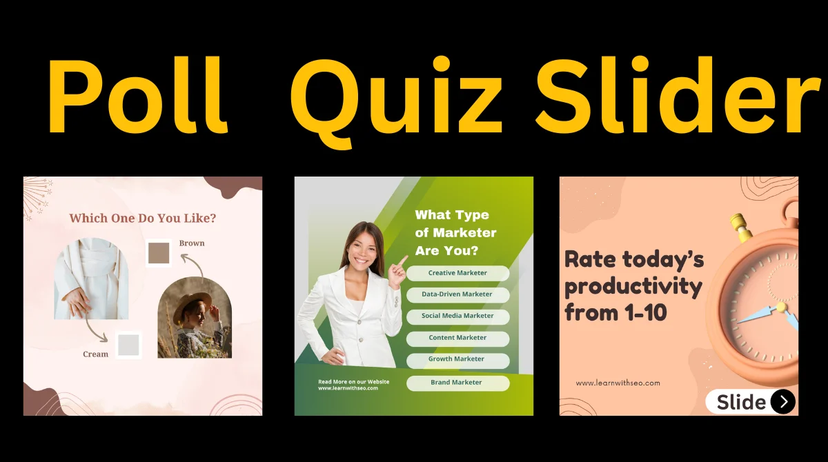  Three Instagram poll, quiz, and slider posts.