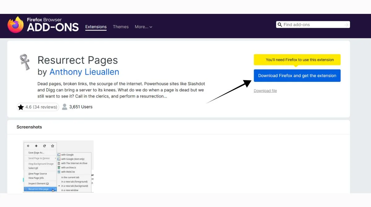 Resurrect Pages Browser Extension