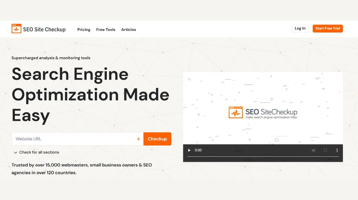SEO Site Checkup tool homepage