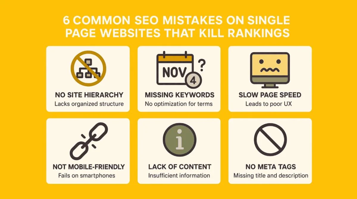 SEO mistakes on single page websites