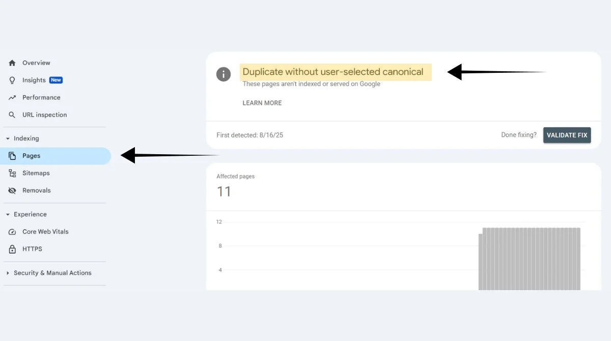 Search Console duplicate canonical issue