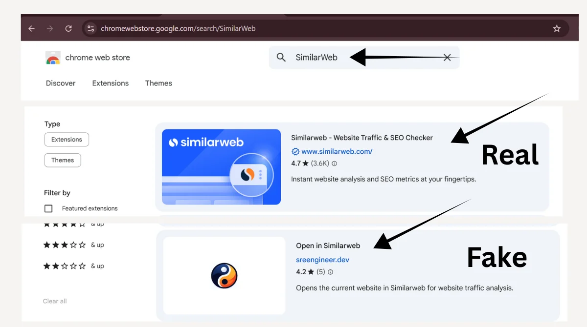 Chrome Web Store extension search results page