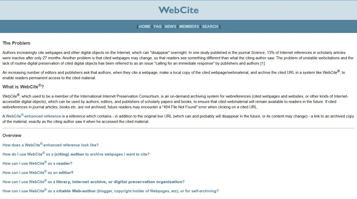 WebCite Interface