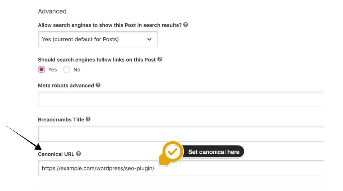 Yoast SEO canonical URL setting