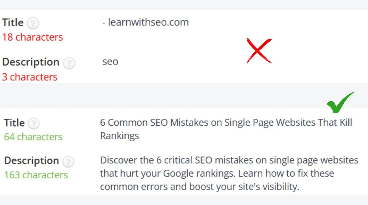 Meta title and description comparison