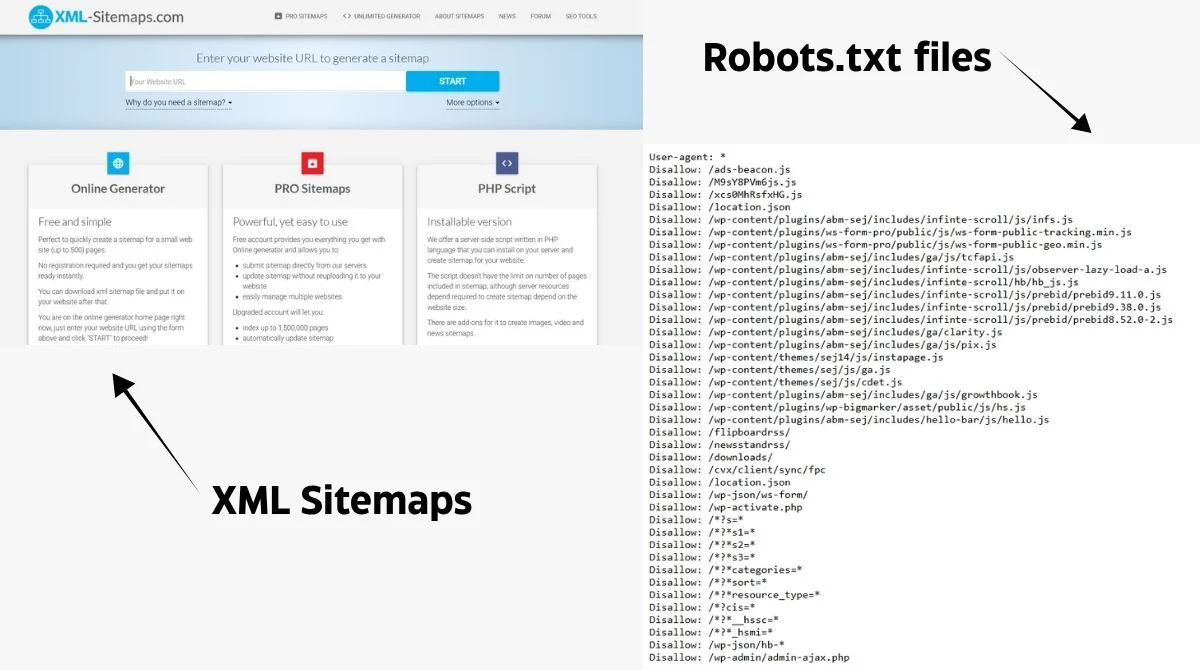 XML sitemap and robots.txt tools