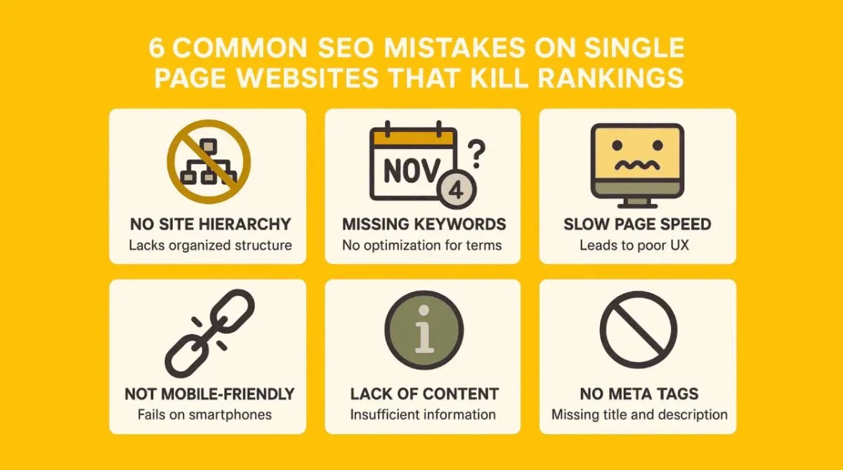 SEO mistakes on single page websites